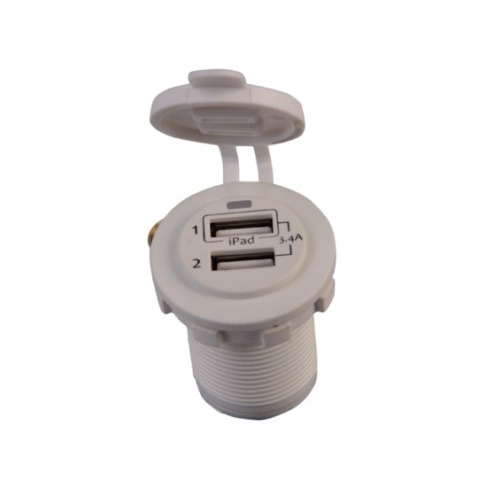 USB stopcontact dubbel 3.4A wit met flush frame